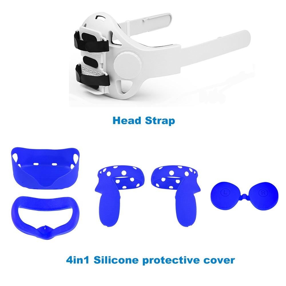 Elite Head Strap For Oculus Quest 2 VR Accessories Adjustable Oculus Quest 2 Halo Head Strap Quest 2 Strap Quest 2 Accessories: Set G Blue