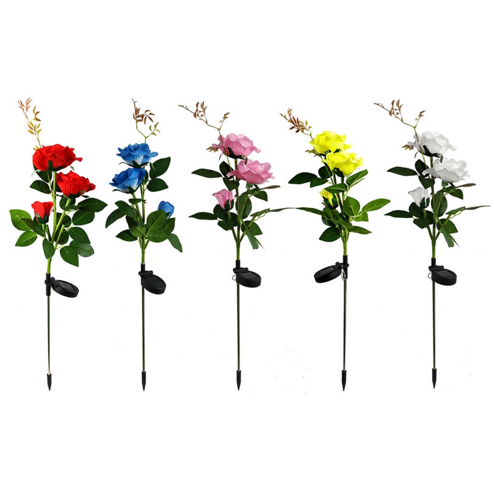 3 LED Solar Simulation Rose Flower Light IP65 Waterproof Garden Landscape Lamp Solar Bollard Light Led Solar Stick Lights