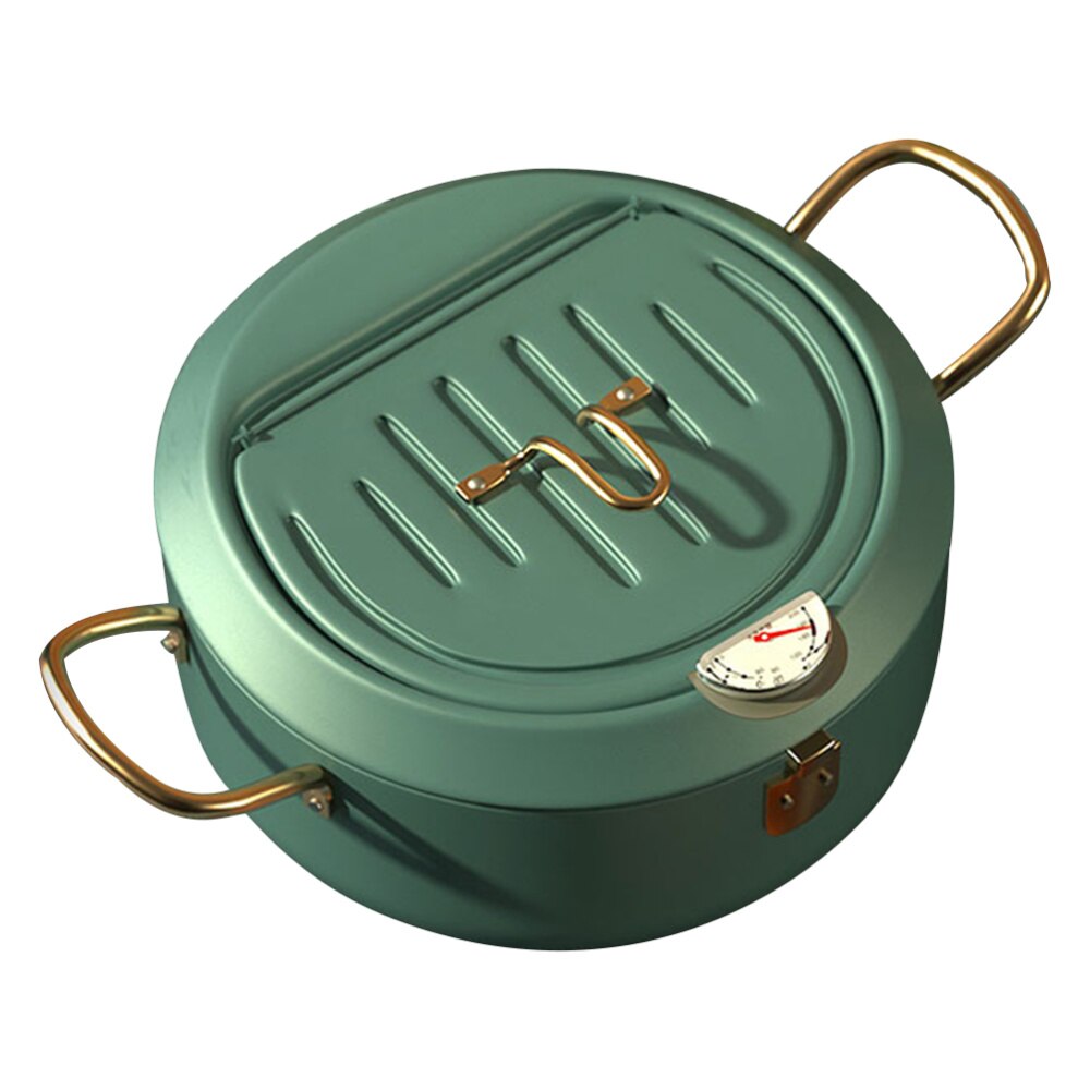 Nonstick Carbon Steel Frying Pot Easy Pour Deep Pot with Oil Drip Drainer Rack: Default Title