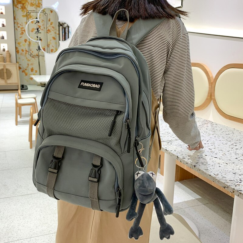 DIEHE Large Capacity Waterproof Nylon Women Backpack Men Multiple Pockets Laptop Backpack Schoolbag for College Couples Bookbag