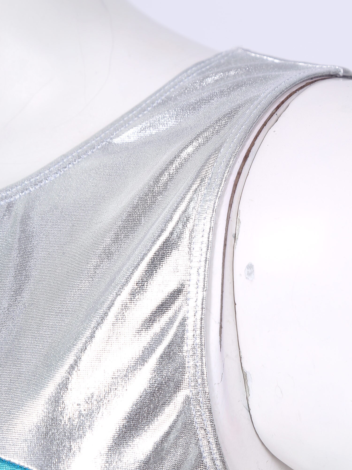 Women Ballroom Dance Dress Figure Skating Dancewear Shiny Metallic Rhinestone Decor Round Neck Mini Dresses with Briefs