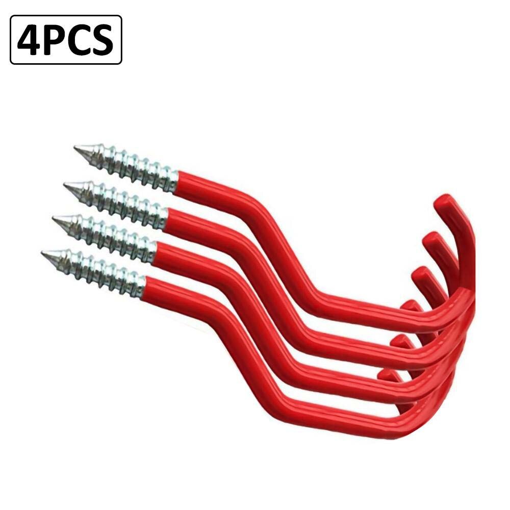 Heavy Duty Bicycle Wall Mounted Screw-in Utility Holder Bike Storage Hooks Wall Mount Steel Garage Hook Bicycle Bike Accessories: Red 4pcs