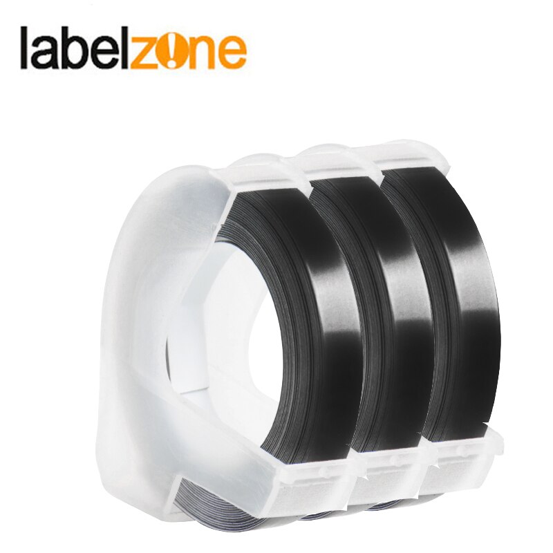 Dymo – rouleau de ruban d'étiquettes pour Motex E101, 6mm, noir, pour gaufrage, Machine manuelle, pour étiqueteurs, 3 pièces