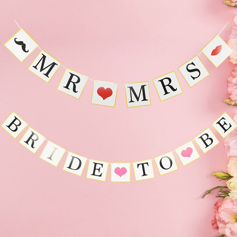 1pc mr&mrs bride to be banner vägghängande papper girlander bruddusch ungkarls förlovning bröllopsfest dekoration tillbehör