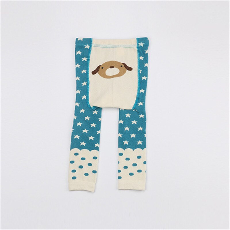 Mallas tejidas de algodón para bebé, Leggings de dibujos animados para niño, primavera y otoño, con estampado de animales para niño y niña de 0 a 4 años: dark blue dog / S(0-2Years)