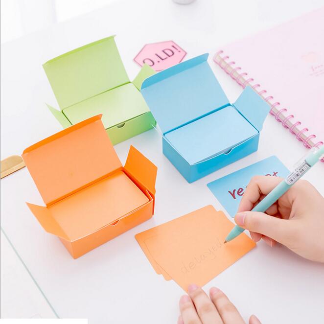 90pcs/box Pocket DIY Graffiti Blank Vocabulary Word Card Round Corner Small Message Card Stationery Accessories