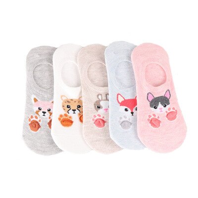 10 pieces = 5 pairs/lot Women&#39;s Invisible Socks Summer Cute Harajuku Animal Sock Cat Bear Rabbit Funny Low Cut Ankle Happy Socks: 10