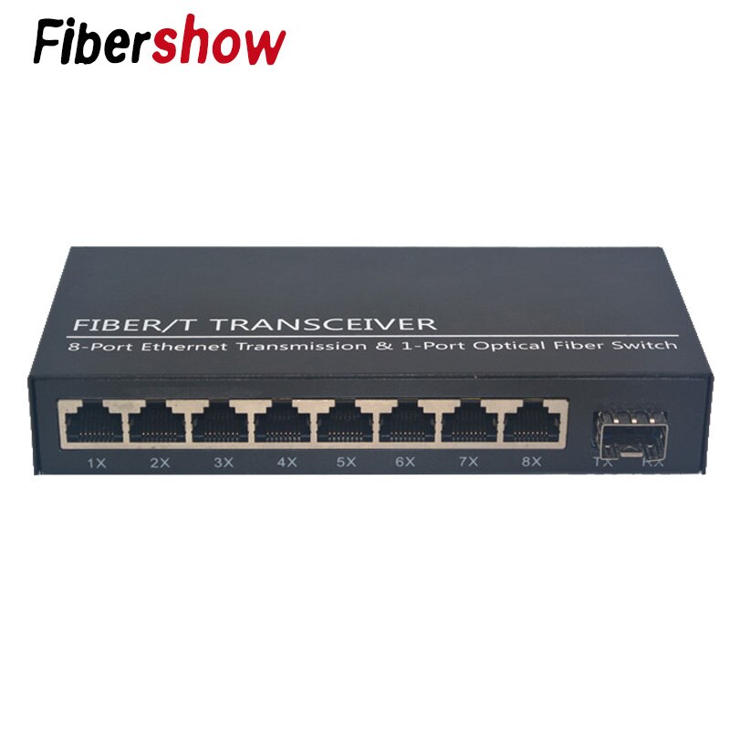 Gigabit switch Ethernet 10/100/1000M 8 RJ45 1 porta Sfp In Fibra Ottica Media Converter FTTH