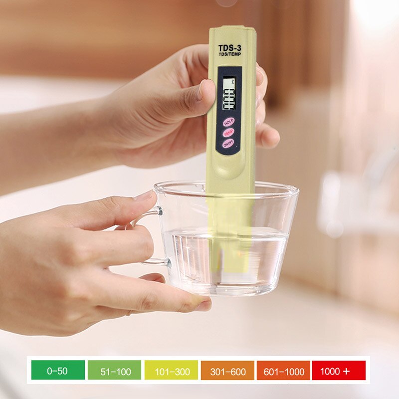 Testeur de filtre numérique TDS mesurant la pureté de la de l'eau, outil de Test 0-9990 PPM LCD stylo de Test de température