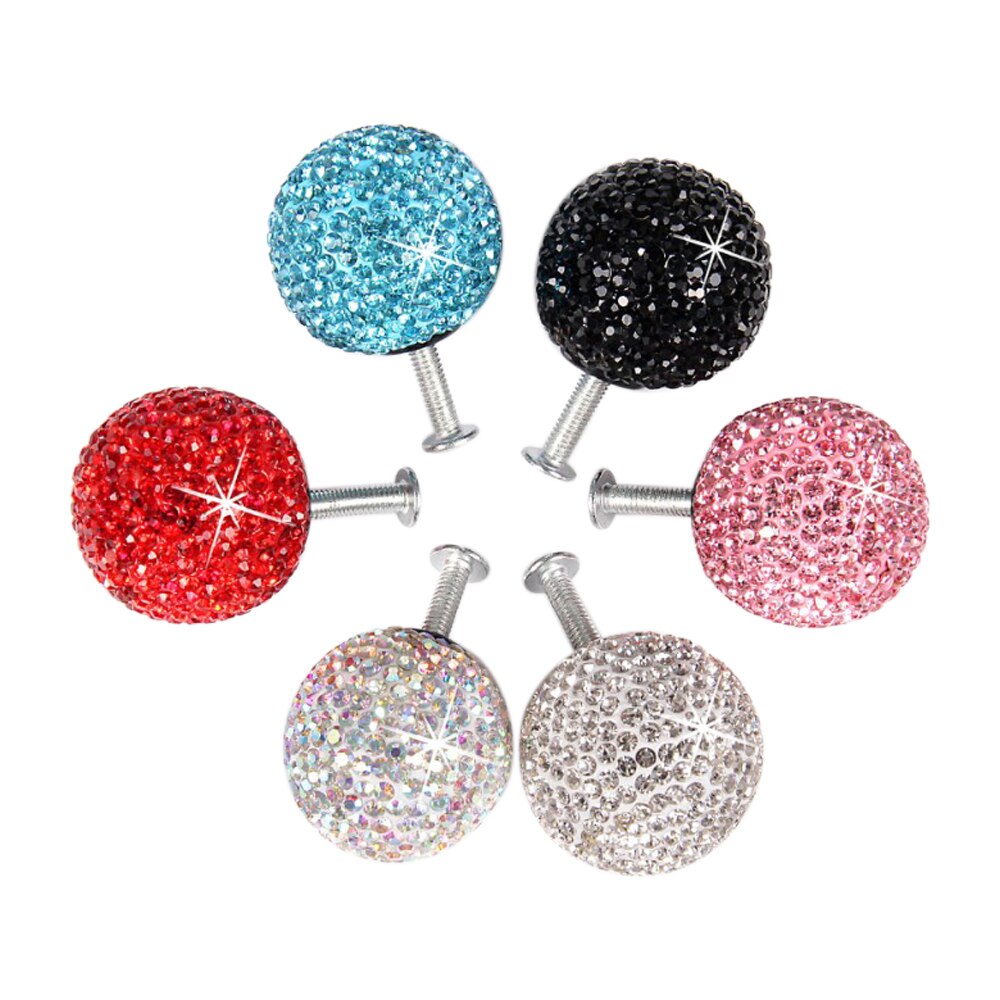Manija de cajón de bola de cristal brillante, perilla de puerta de diamante con 5 uds. De tornillos de tuerca