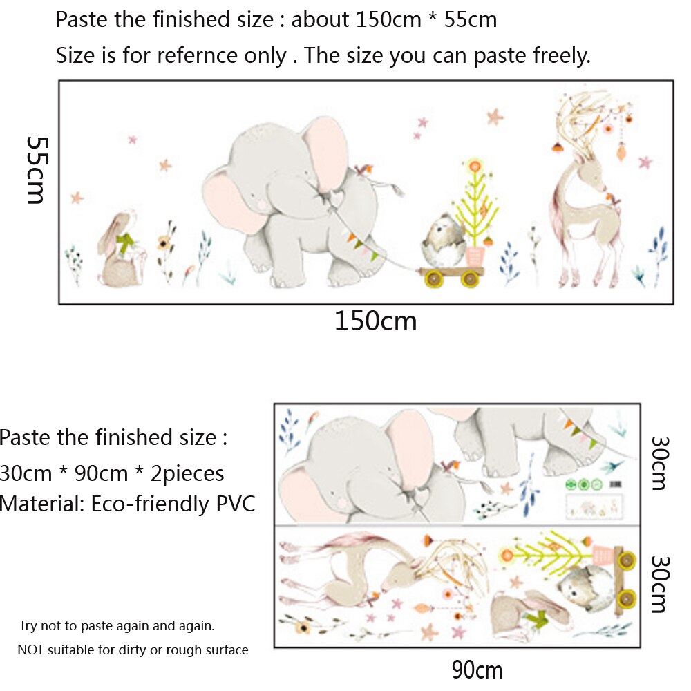 Glad baby elefant kanin fawn veggklistremerker bar..., image size:1000x1000