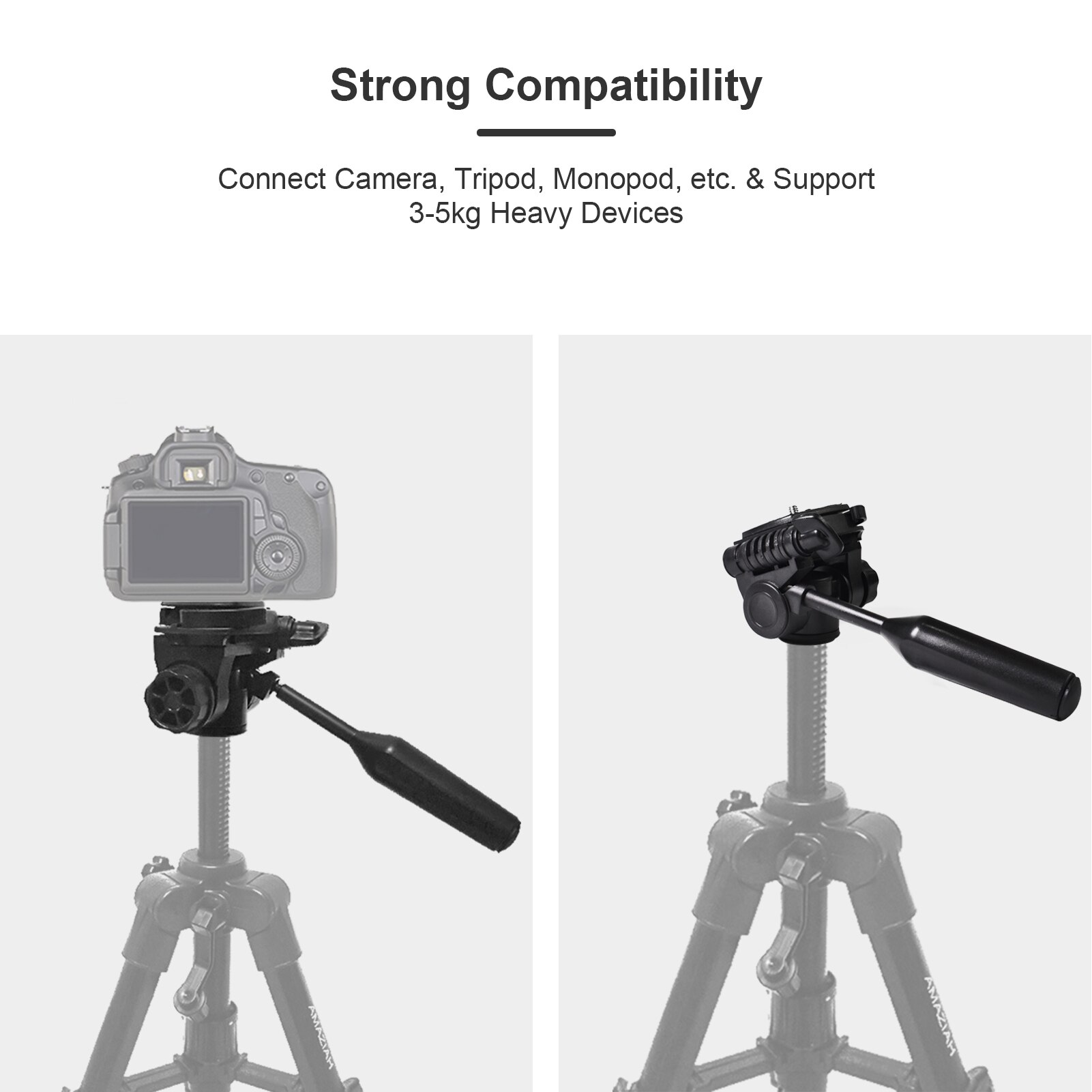 Tripod Head 360 Degrees Swivel 90 Degrees Tilt Tripod Head Mount 3/8In Thread 1/4In Screw for Camera Tripod Monopod 5kg Payload