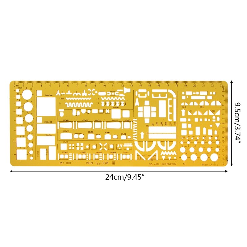 Architectural Template Ruler Drawing Stencil Measuring Tool Student R9UB: 5AC1100478