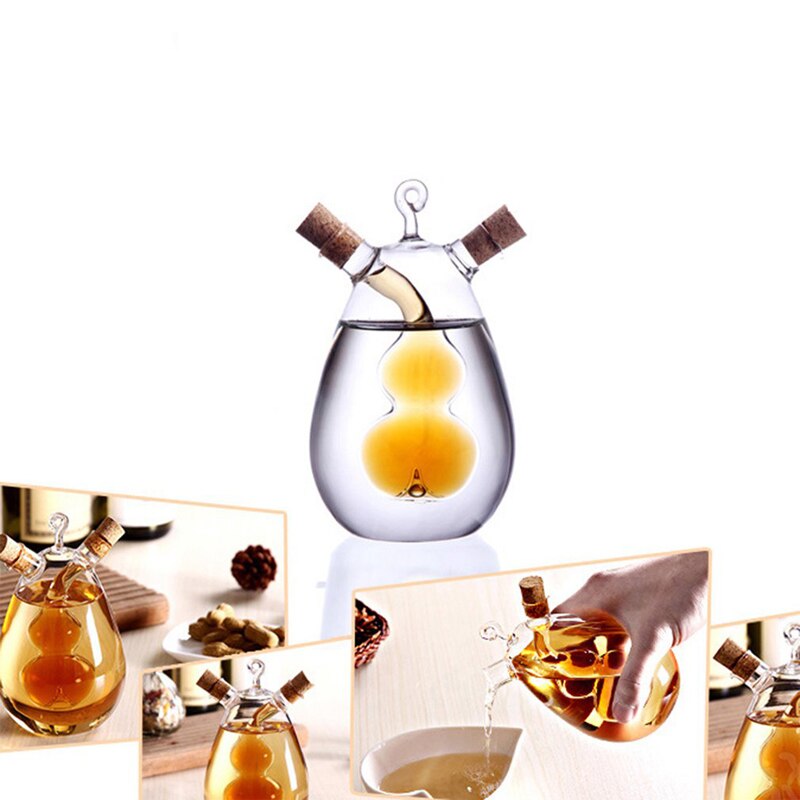 de doble capa botella de vidrio con especias de Oliva de vidrio frasco de aceite de botella de vinagre de olla dispensador de salsas decorar herramientas de cocina
