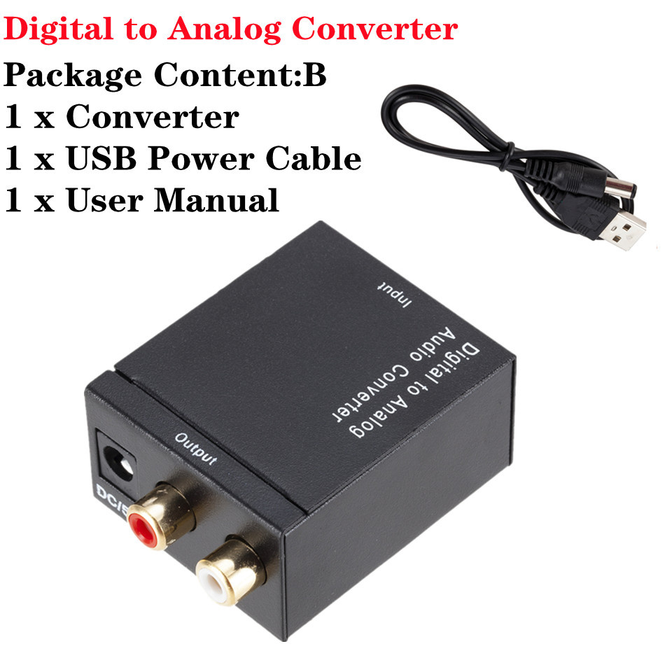 Digitaal Naar Analoog Audio Converter Digitale Optische Coaxcoaxialtoslink Naar Analoog Rca L/R Audio Converter Adapter Versterker: B