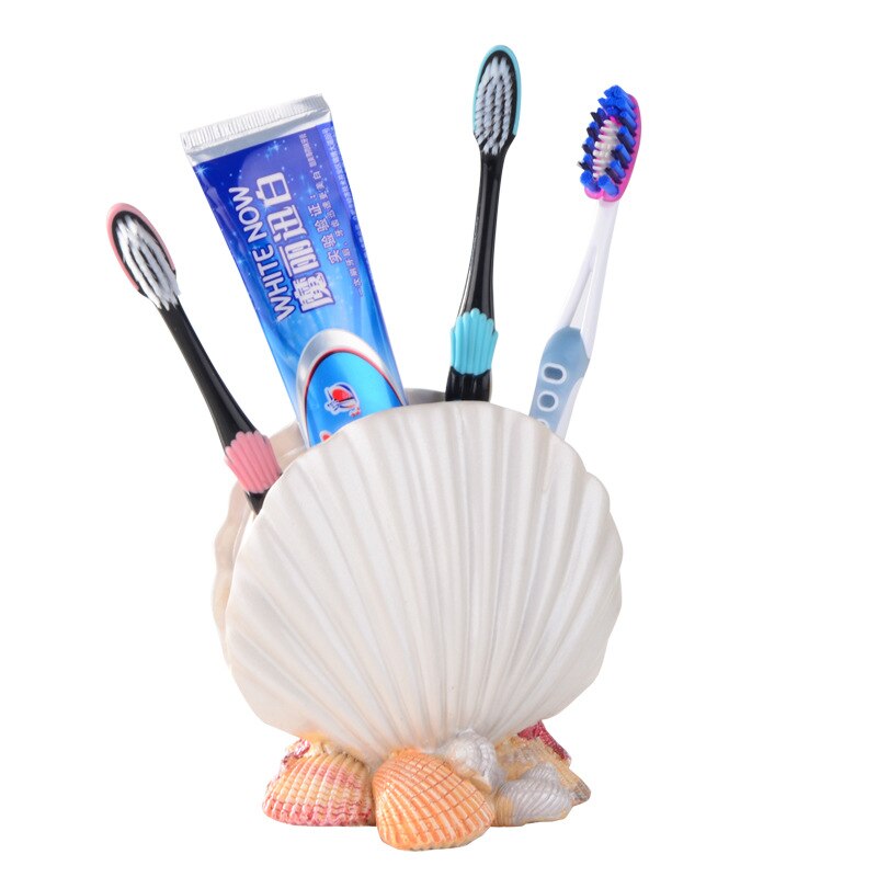 Embossed Resin Pearl Shell Shape Toothbrush Holder Bathroom Toothpaste Storage Bathroom Accessories Bath Pruduct