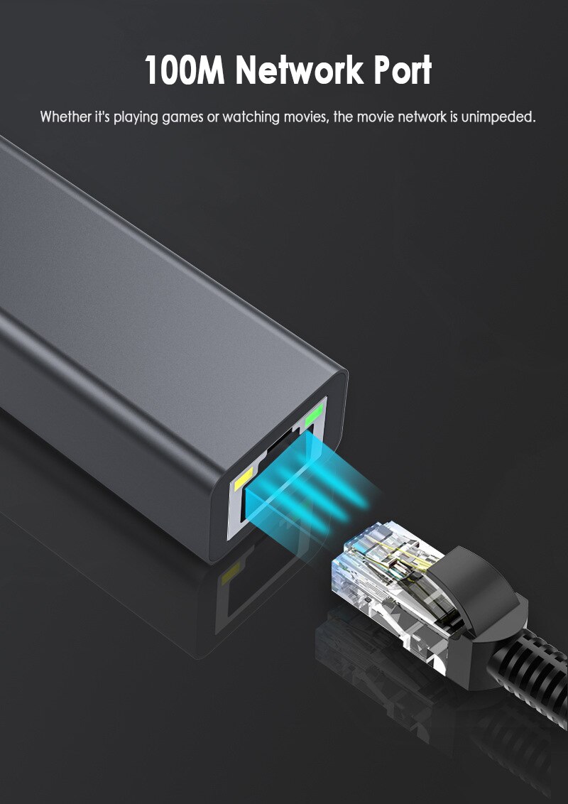 Micro USB2.0 To RJ45 10/100 Mbps USB Ethernet Adapter Network Card Ethernet Adapter For Fire TV Stick Home Audio & Video 1m