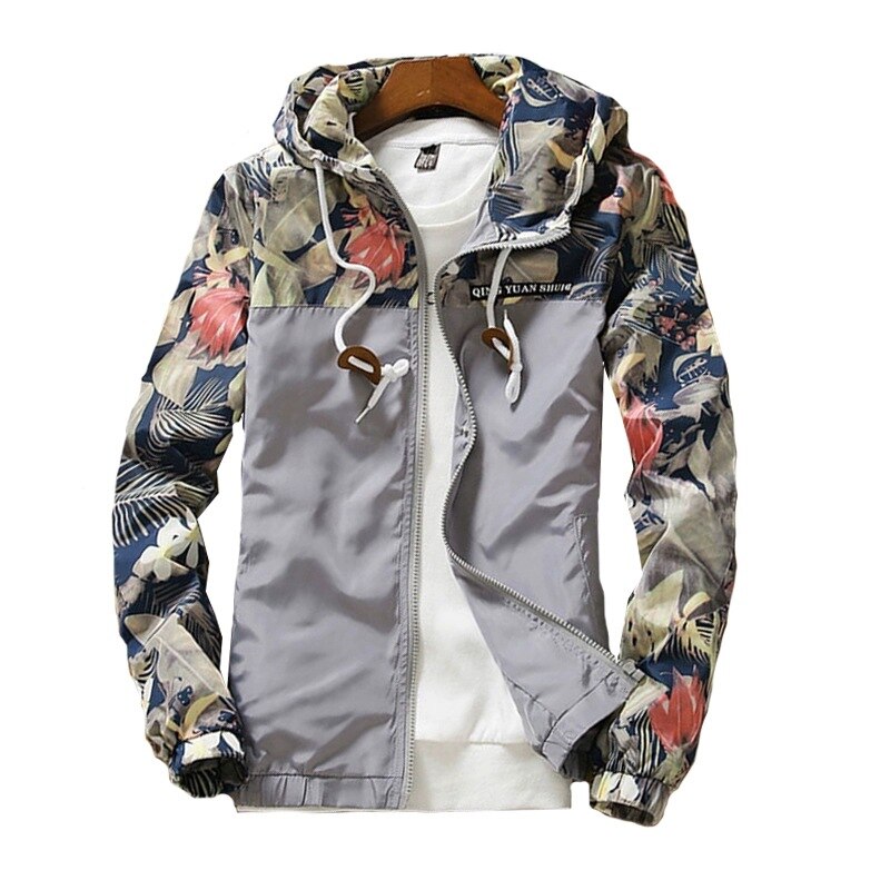 Vrouwen Jassen Lente Herfst Capuchon Print Patchwork Jassen En Jassen Vrouwen Plus Size Casual Jacket Womens Windbreaker: Grijs / XL