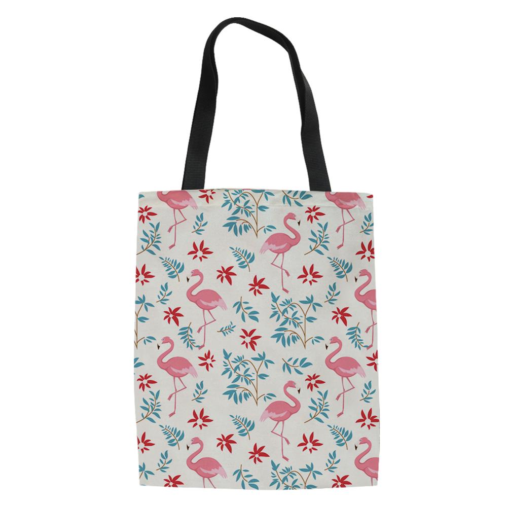Haoyun dames linnen tassen cartoon flamingo prints patroon boodschappentas meisjes handtas katoenen dame coole canvas boodschappentassen