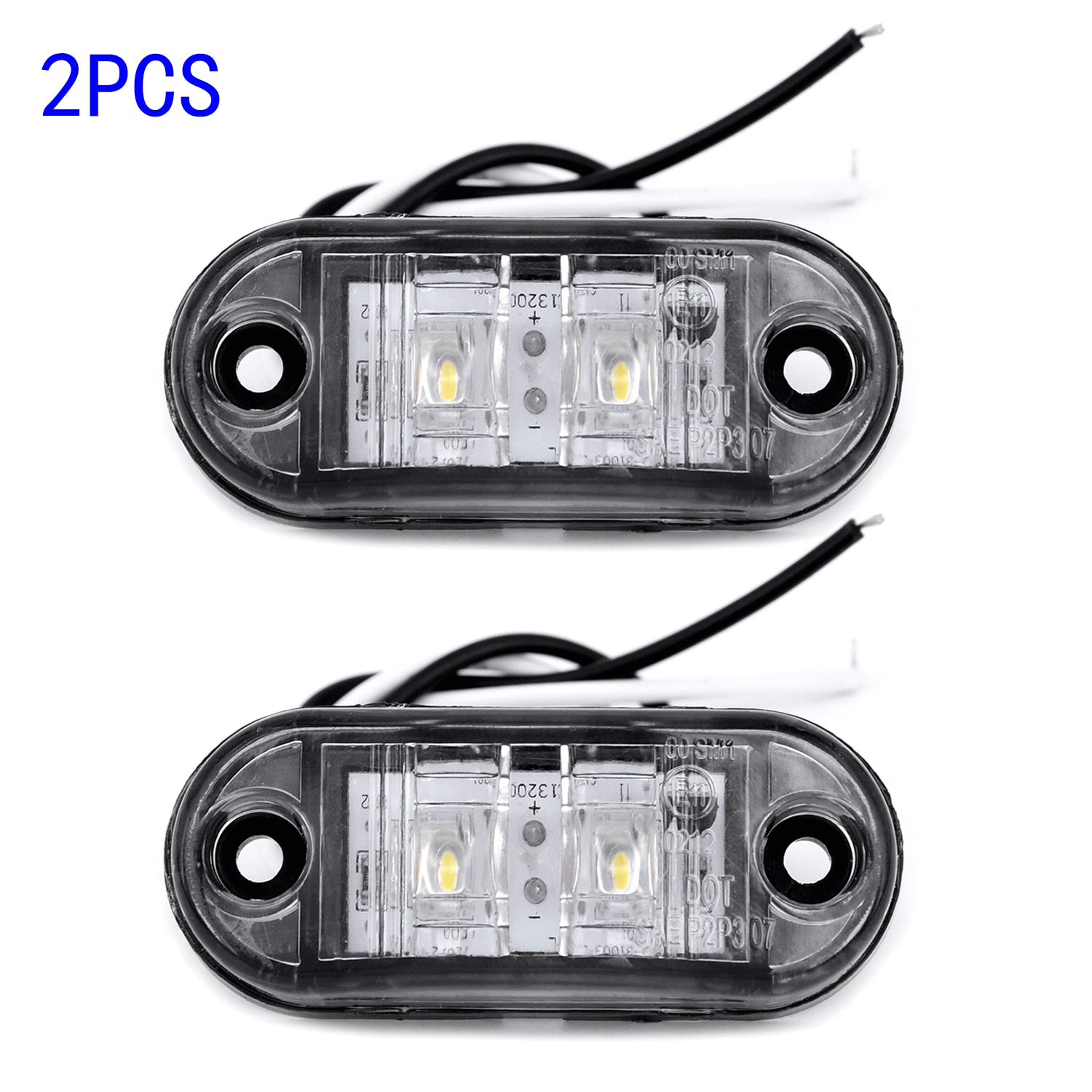 2x Duurzaam Auto Vrachtwagen Wit 12V LED Side Marker Achterlicht Lampen Onderdelen