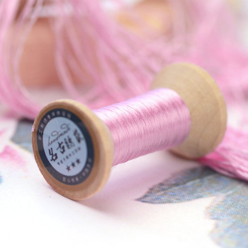 20 meters each spool Silk thread spool embroidery DIY handmade embroidery thread charming pink: 2