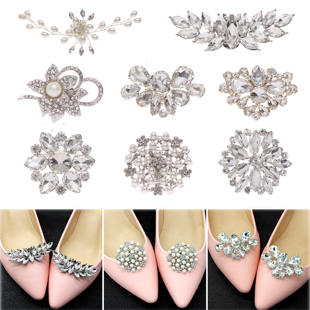 1Pc Lady Schoen Clip Schoen Decoraties Shiny Decoratieve Clip Strass Vierkante Klem Hoge Hak Charm Gesp Voor Bruiloft Vrouwen bruid