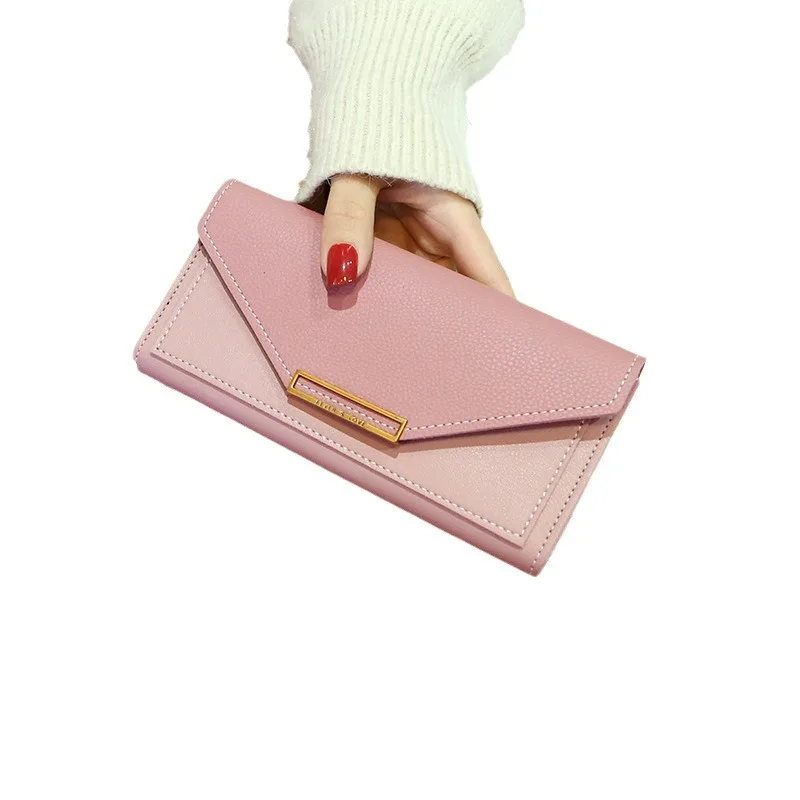 Wallet style for women Korean long style, fresh multi-function buckle, Japanese and Korean retro thin coin wallet