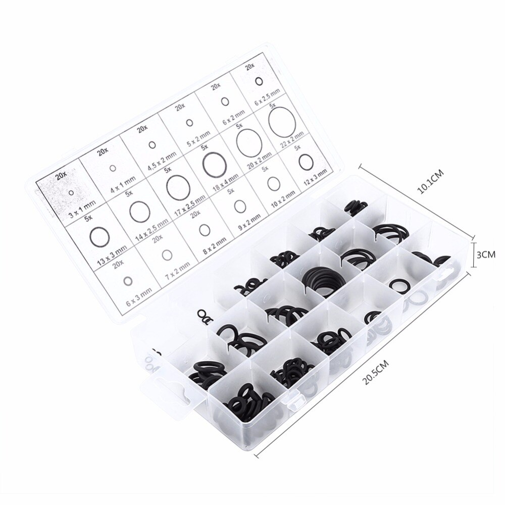 225 stks/sets Zwart Rubber O-Ring Assortiment Set Hydraulische Sanitair Washer Seals Pakking Afdichting o-ring Verschillende Maten