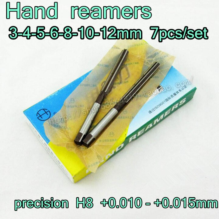 3-4-5-6-8-10-12mm 7pcs/set Hand reamers Reaming drill The lathe tool precision H8 +0.010---+ 0.015mm