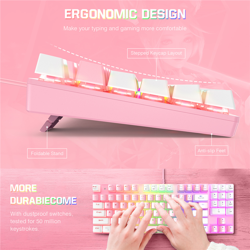 ONIKUMA G26 Wired 89-keys Mechanical Keyboard Mouse Set USB Interface Backlit Keyboard for Gaming Office Dedicated
