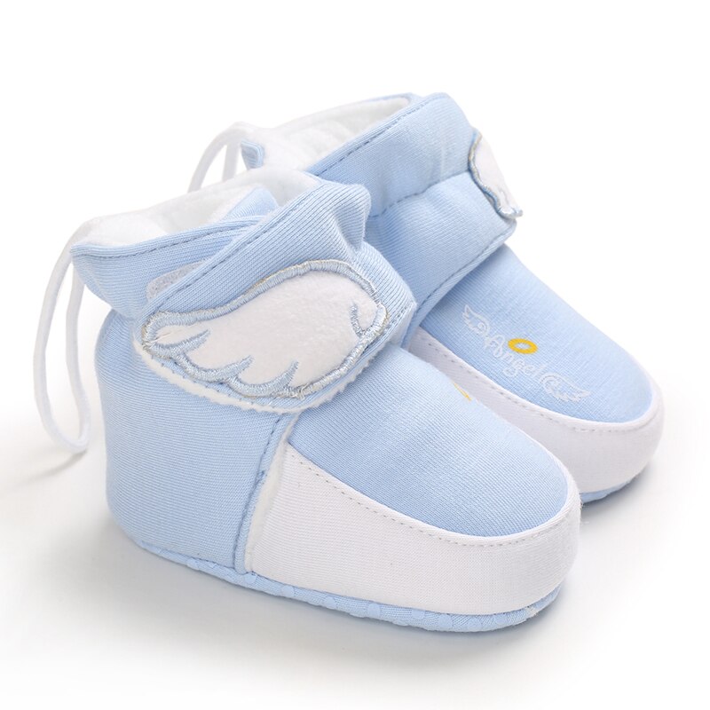 Winter Snow Baby Boots Velcro Warm Velvet Wings Elastic Band Indoor Cotton Sole Baby Toddler Baby Shoes First Walker: D / 7-12 Months