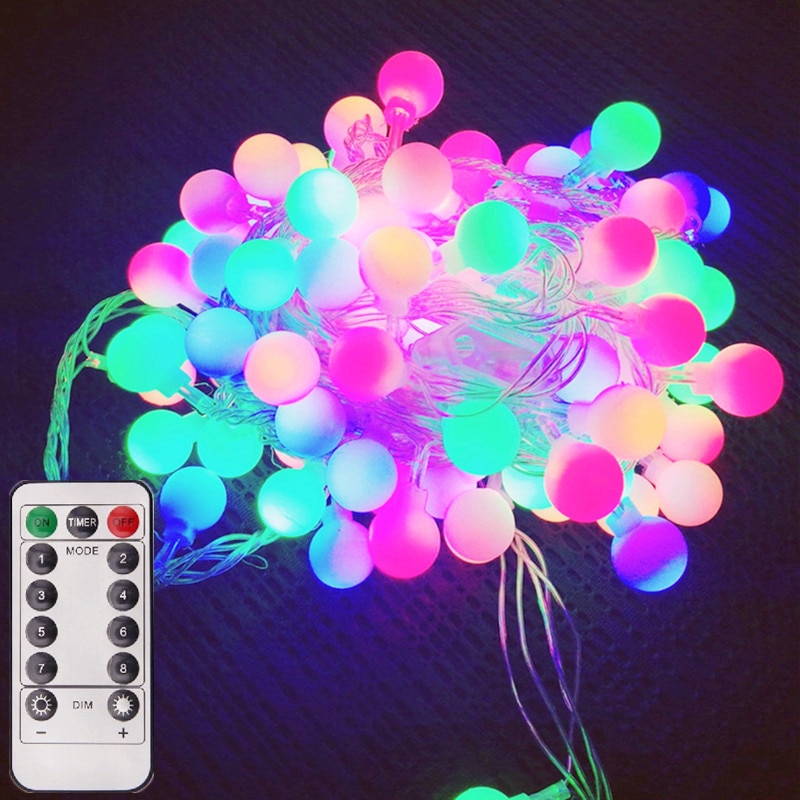 8 lägen led boll stränglampa 5v dc usb power utomhus jul trädgårdsfest dekor ljus string lampa vattentät batteridriven