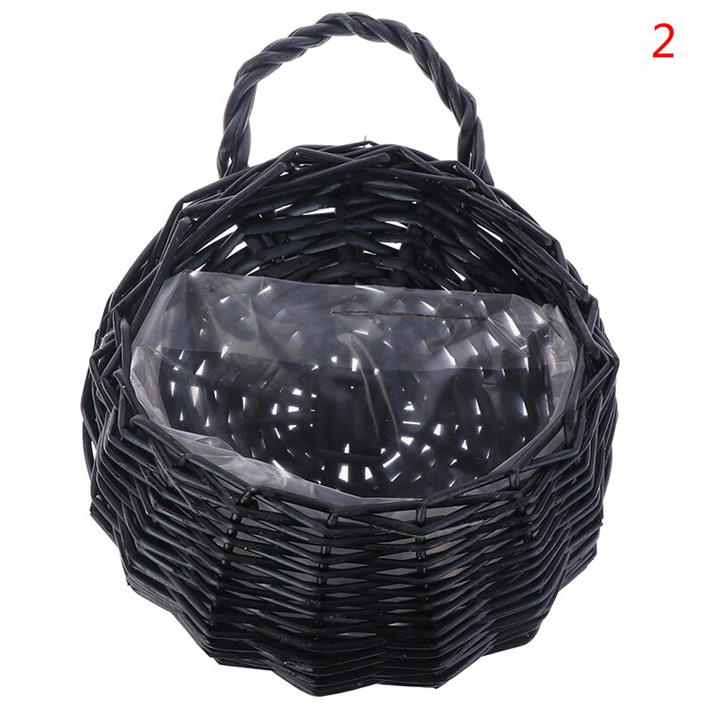 1PCS Flower Planter Wall Hanging Wicker Rattam Basket Garden Vine Pot Indoor Plants Holder 4Colors Wicker Basket: P2