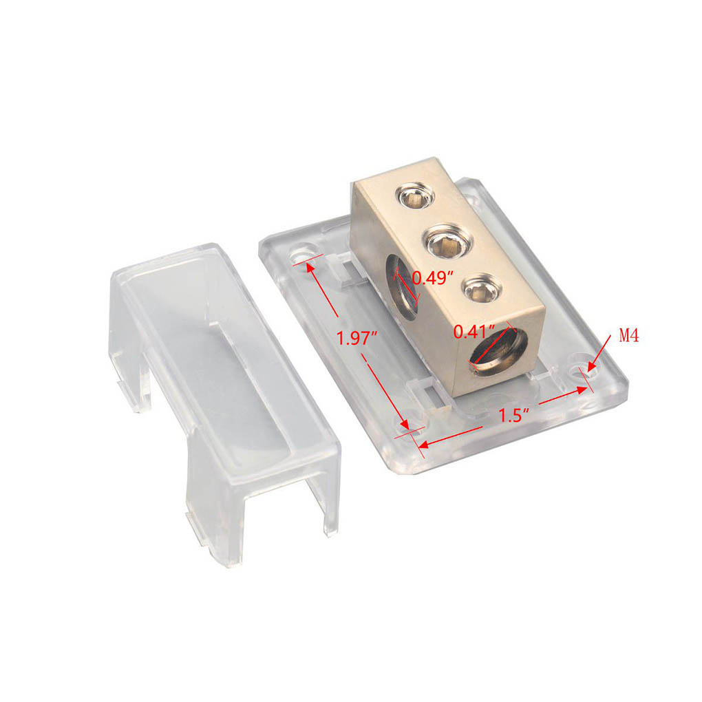 2-way Automobile Ground Cable Splitter Portable Detachable Safe Transparent Ship Distributor Distribution Block