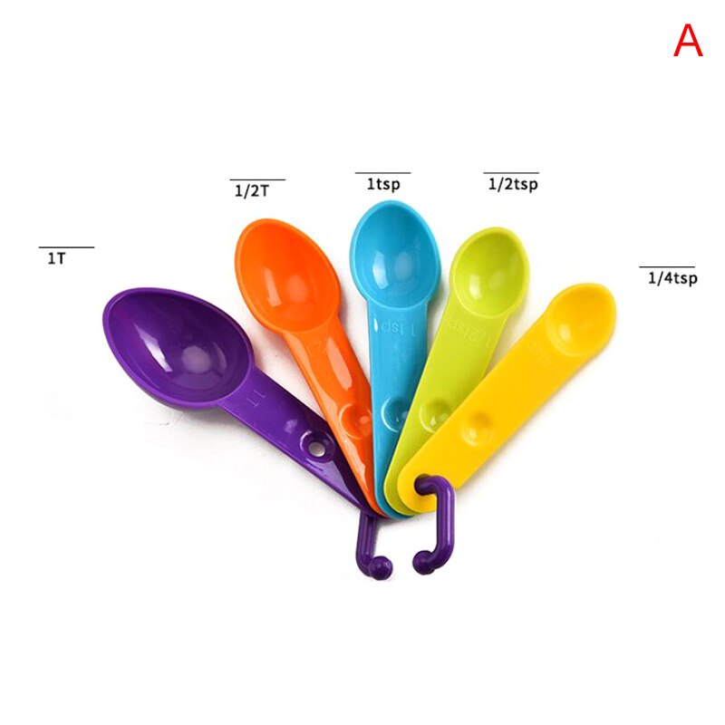 1 Set Measuring Spoons Colorful Plastic Measure Spoon Useful Sugar Cake Baking Spoon Kitchen Baking Measuring Tools: A