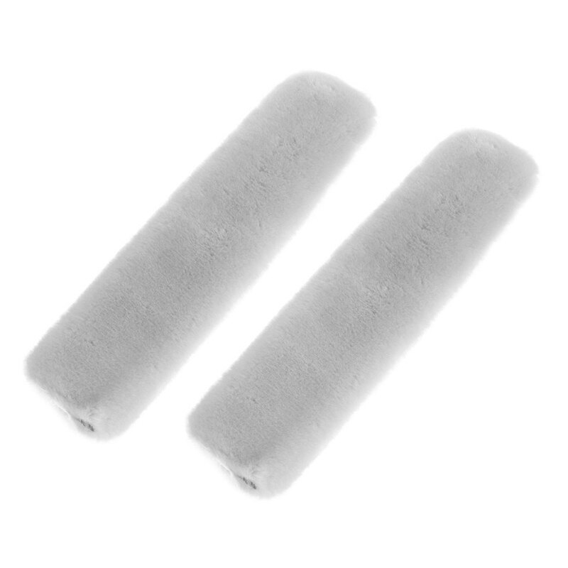 2 st / set mjukt plysch säkerhetsbältesskydd axelplatta axelrem fodral bekväm kör bilbälte: Ljusgrå