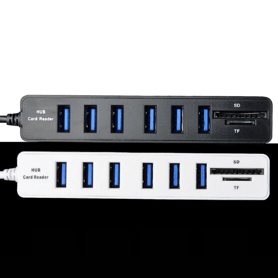 USB Hub 2,0 Multi USB Splitter 2,0 USB Hub 6 puertos Hab Mini TF/SD lector de tarjetas de alta velocidad accesorios de ordenador para PC portátil