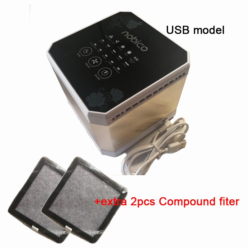 Mini Luftreiniger Luft Ionisator 5V USB Negativ Ionen Generator berühren Luft Reiniger Echter HEPA-Filter Rauch Gerüche Allergene hause Auto: extra 2C Filter
