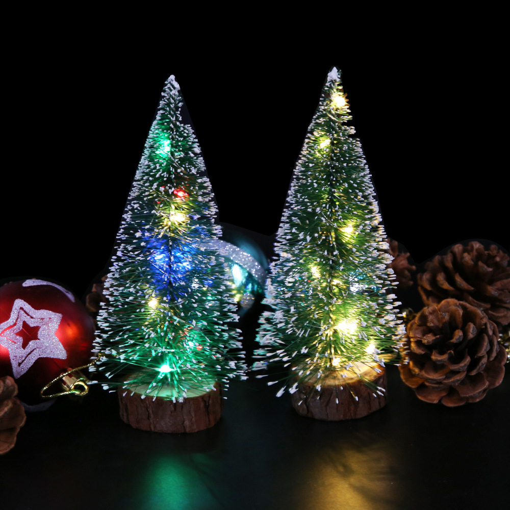 Mini Christmas Tree Green Cedar White Dot LED Light Pine Needle Tree Desktop Decoration Multi-size Christmas Party Decoration