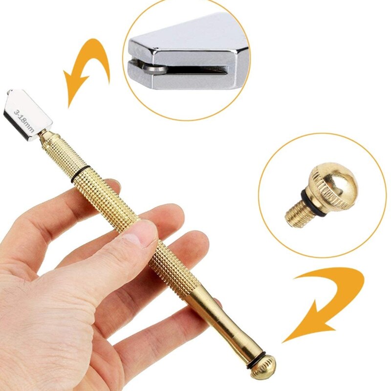 Glassnijder Diamant Tip Staal Blade Snijgereedschap Olietoevoer Glassnijder Antislip Metal Handlefor Hand Tool Glas Snijden