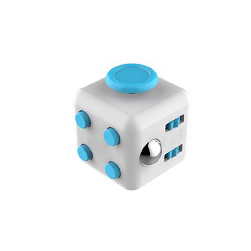 Office Stress Relief Hands Autism ADHD Anxiety Relief Focus Kids 6 Sides Magic Anti Stress Cube Spinner Toys Boredom Finger Toys: White blue