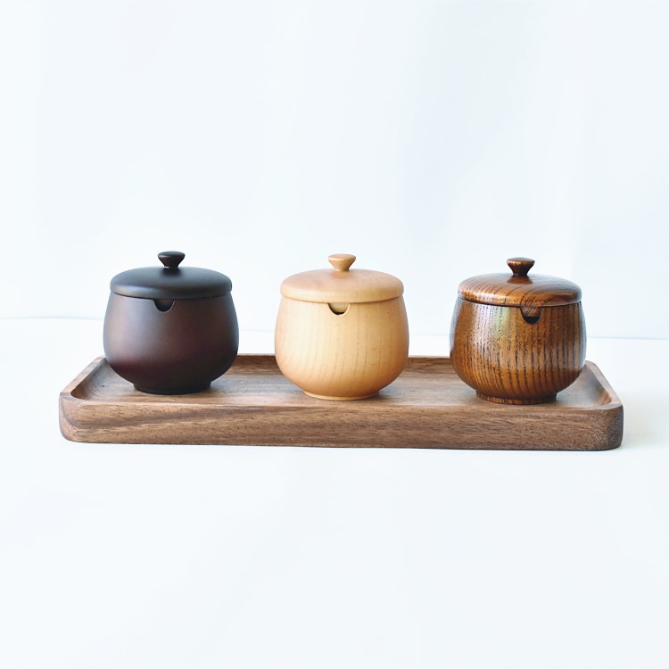 Azufaifo-Bote para sal de madera natural, bote para condimento con tapa, condimento para cocina, tres colores