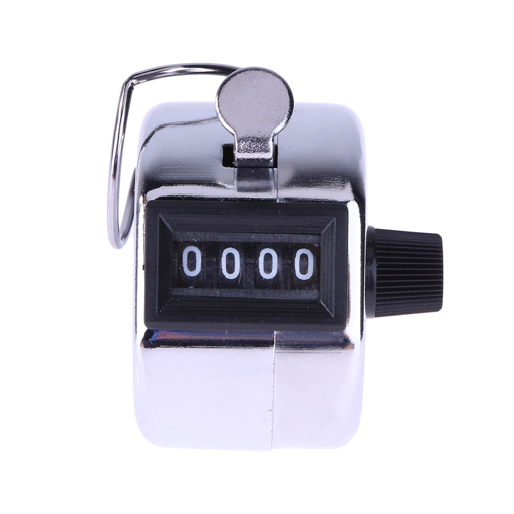 Portable 4 Digit Number Hand Tally Counter Mechanical Digital Counter Tool Manual Training Counting Mini Hand Counter: Silver