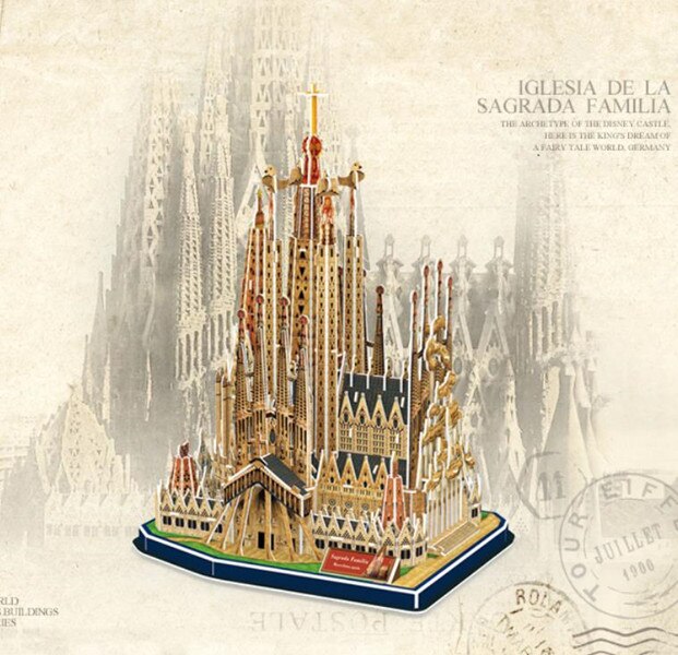 Kerk Kathedraal Templo de la Sagrada Familia Barcelona Spanje 3D Puzzel Model