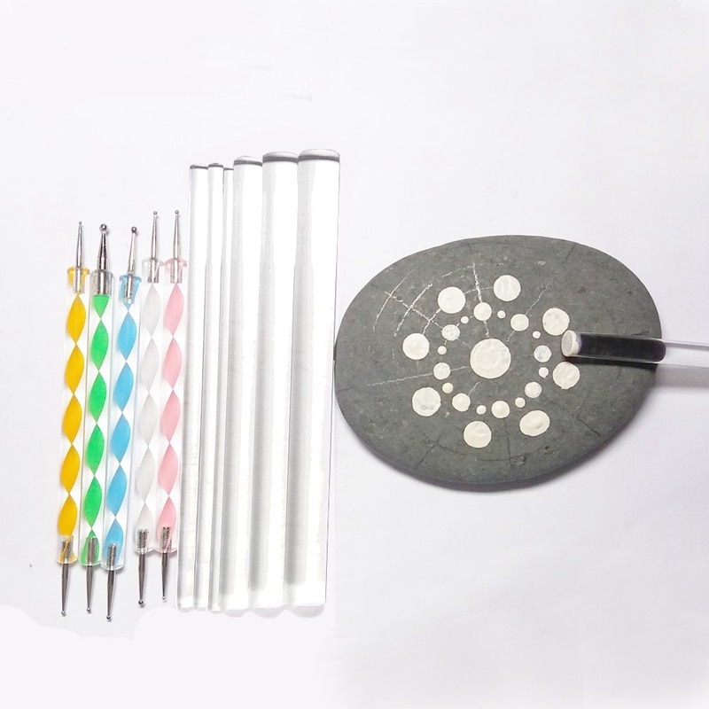 Mandala prikværktøj sæt til maling af sten, maling af sten prik kit, sten sten maleri pen polka dot værktøj skabelon kosmetisk