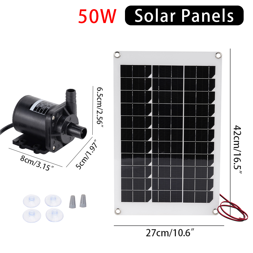 50W 800L/H Brushless Solar Water Pump Single Crystal Silicon Ultra Silent Continuous Work Pool Water Pump Garden Decoration Kit