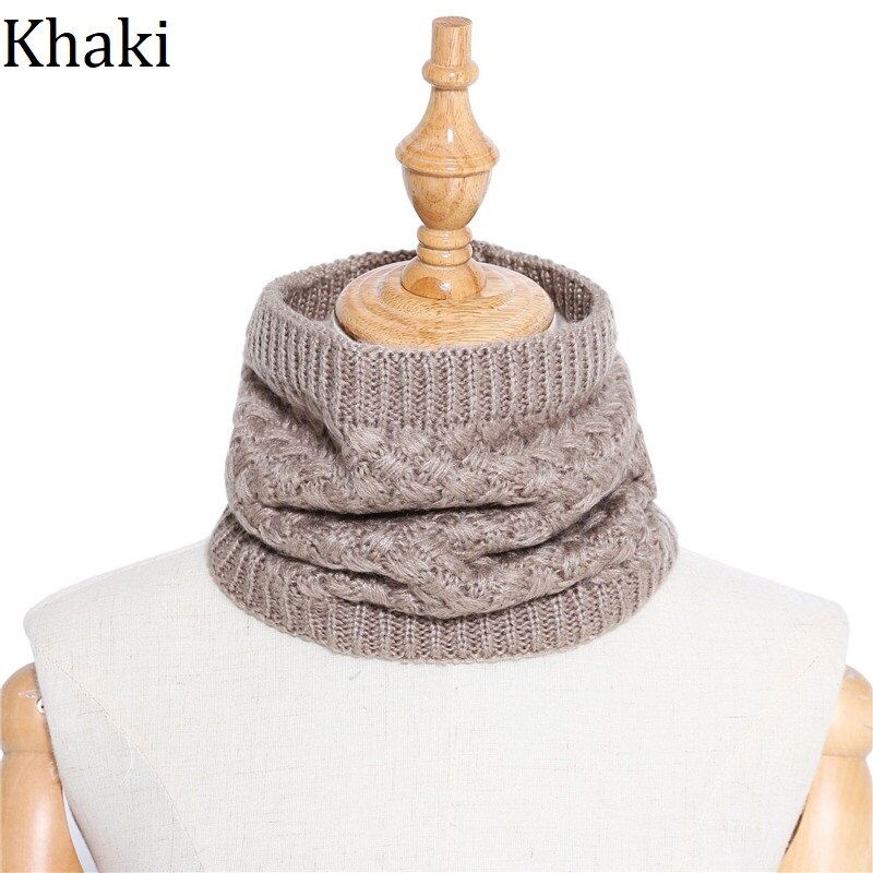 Chauffe-col écharpe en tricot pour femme | Écharpe hiver pour femme, tricoté, enfant, femme, col anneau, châles, Tube enveloppe, écharpes pour femme: Khaki