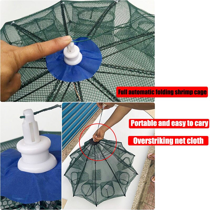 Portable Fishing Net Nylon Automatic Foldable Catch Fish Baits Trap For Fishes Shrimp Minnows Crab Cast Mesh 88 YS-BUY