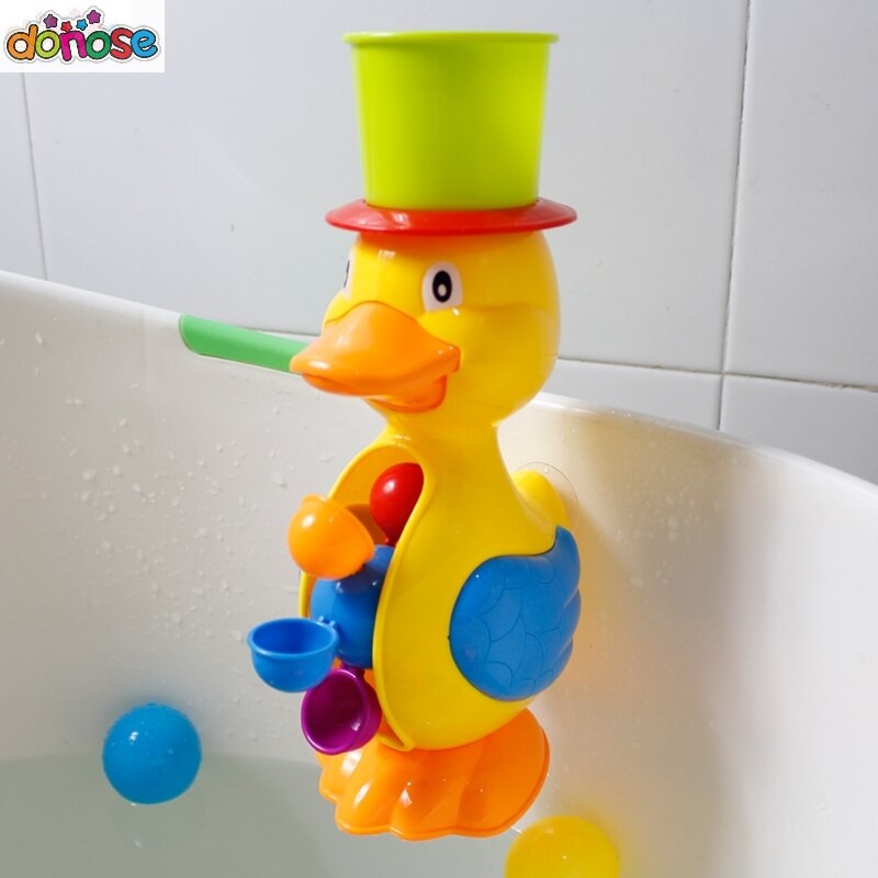 Badspeelgoed kinderen douche eend waterrad dolfijn speelgoed dieren zwemmen strand speelgoed eend knijpgeluid piepend voor baby waterspeelgoed: Goud