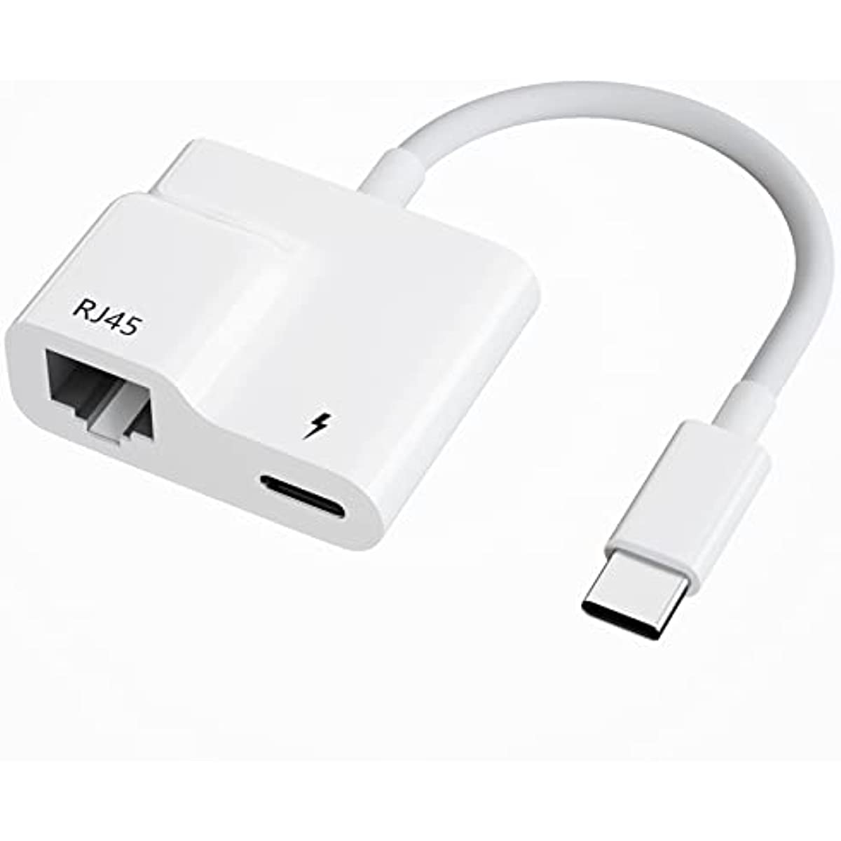 USB C to Ethernet Adapter, 2 in 1 USB C to RJ45 Adapter Supports 10/100Mbps Ethernet Network for Android/iPad Pro/Mac/HUAWEI: Default Title